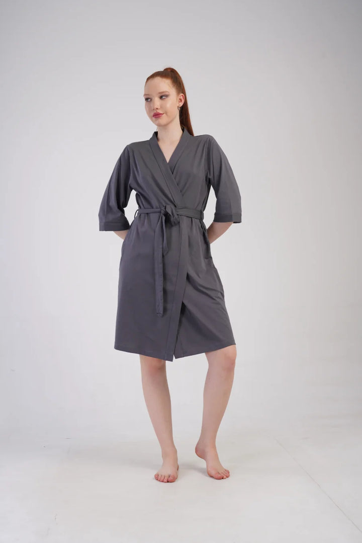 Szlafrok damski Vienetta Gray comfort, Szary, r. 1XL - 3XL