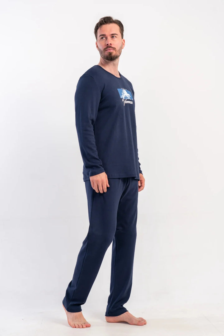 Piżama Męska Vienetta Navy Relax, Granatowy, r. M-XL