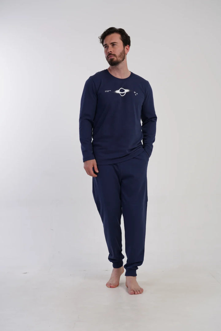 Piżama Męska Vienetta Cosmic Comfort, Granatowy, r. M-XXL