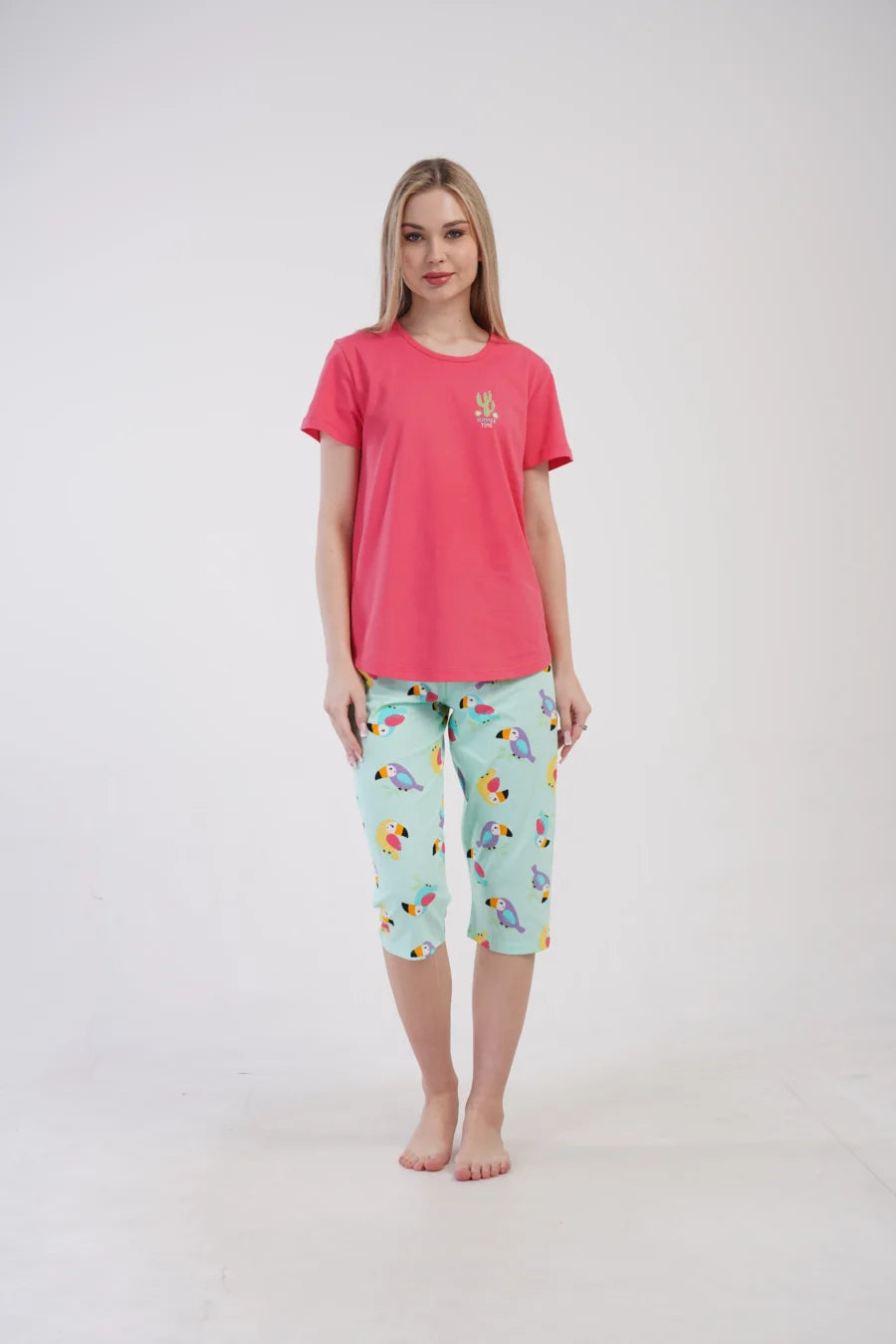 Piżama Damska Vienetta Summer Time, Różowy, r. S-XL