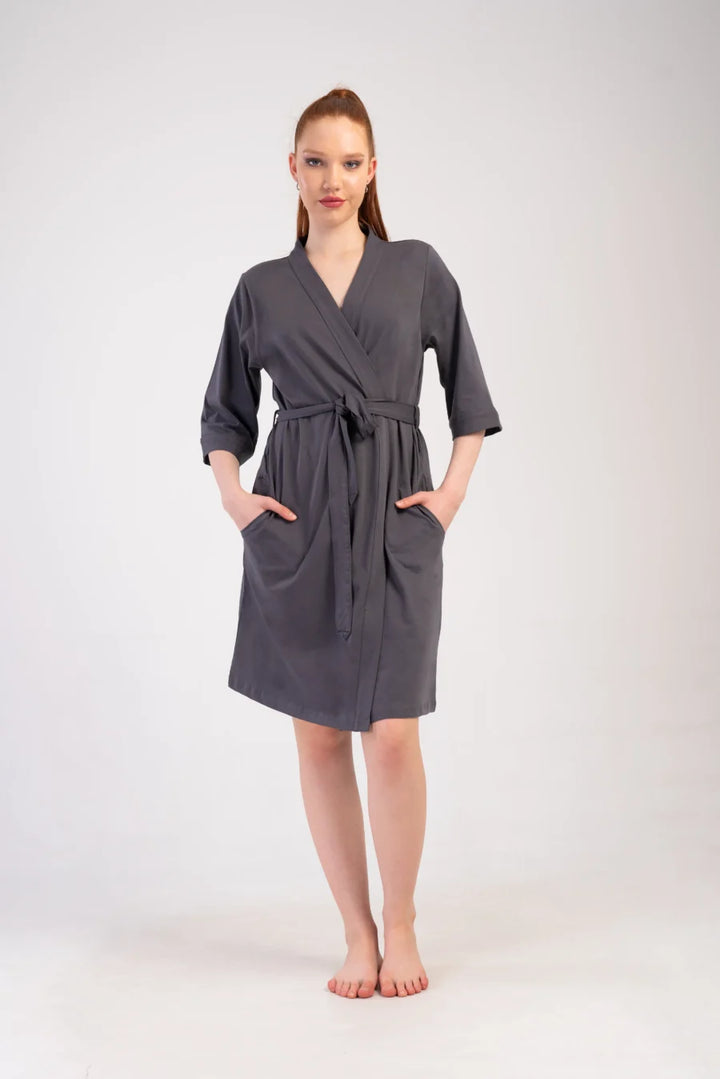 Szlafrok damski Vienetta Gray comfort, Szary, r. 1XL - 3XL