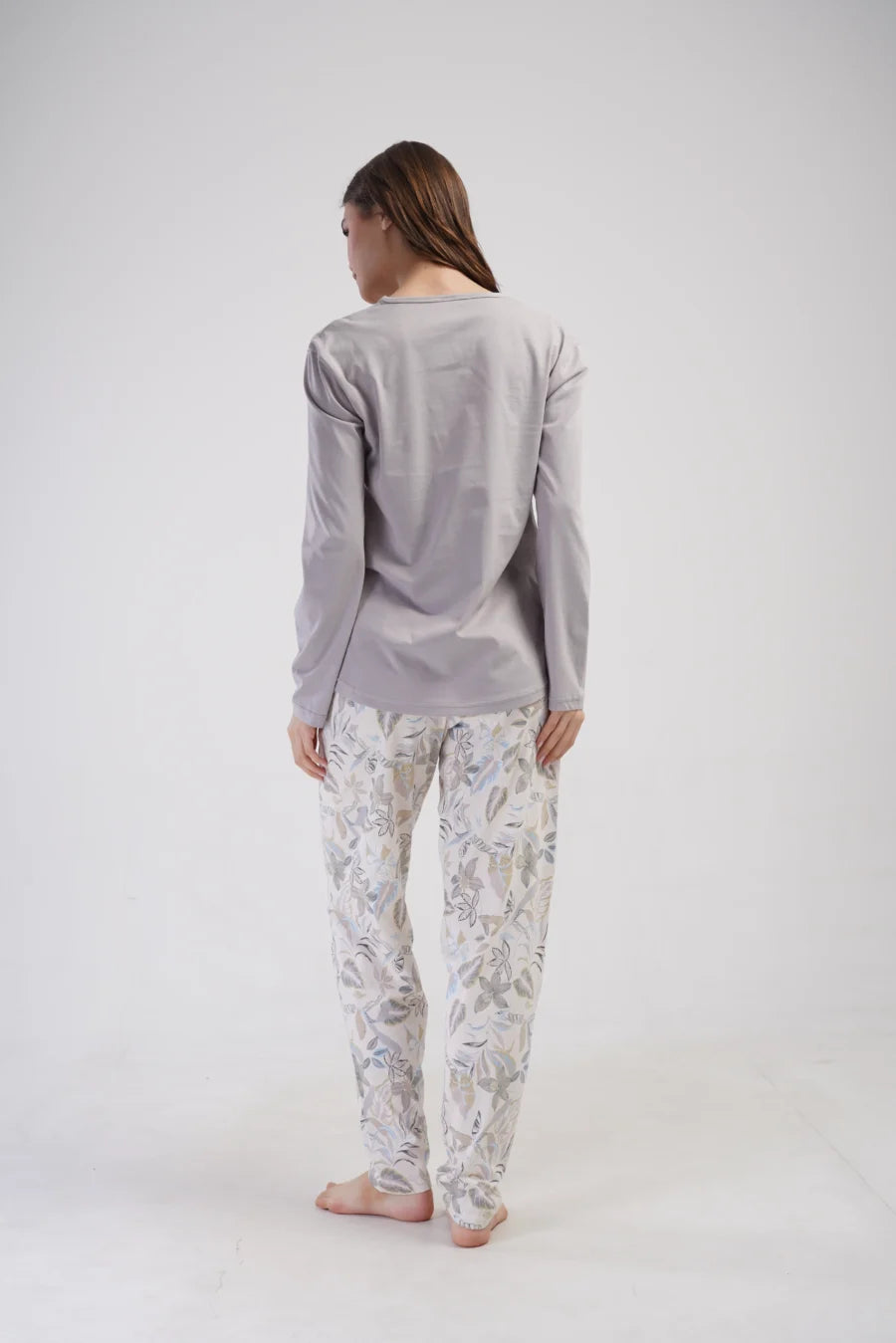 Piżama Damska Vienetta Leaf Forever, Szary, r. 1XL-4XL