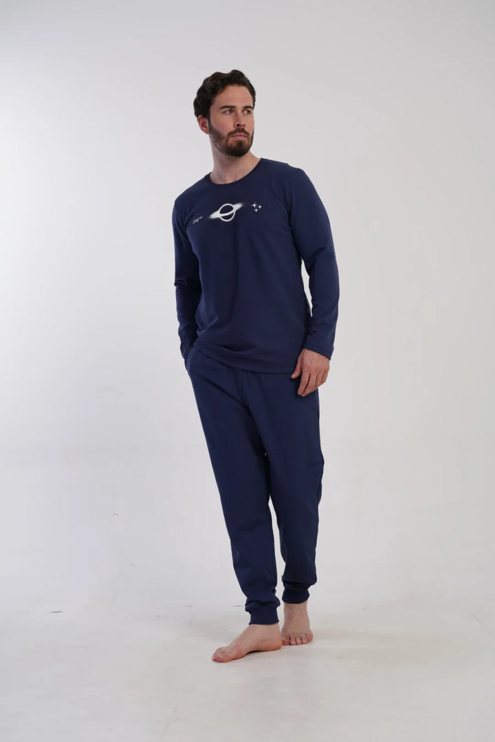 Piżama Męska Vienetta Cosmic Comfort, Granatowy, r. M-XXL