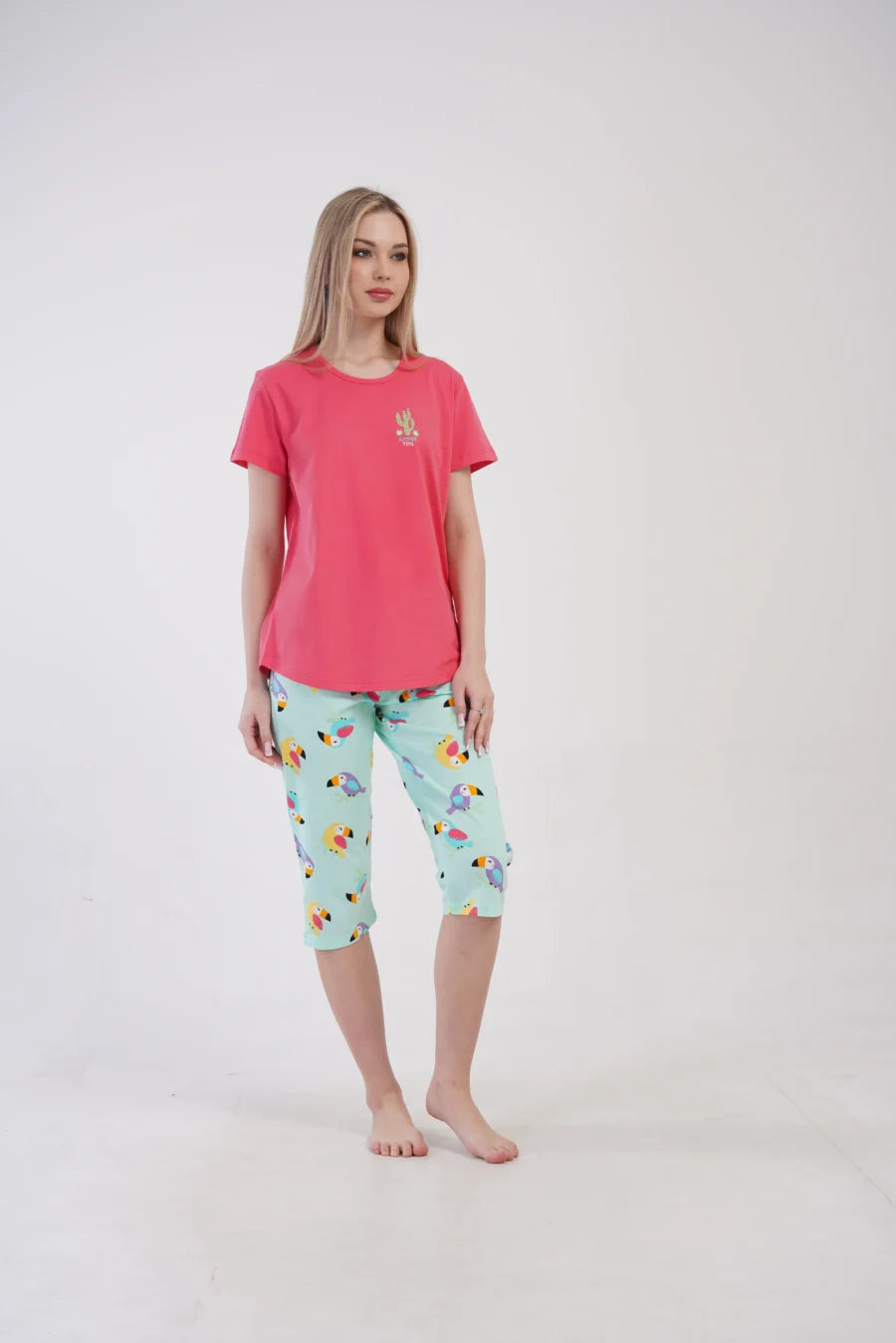 Piżama Damska Vienetta Summer Time, Różowy, r. S-XL