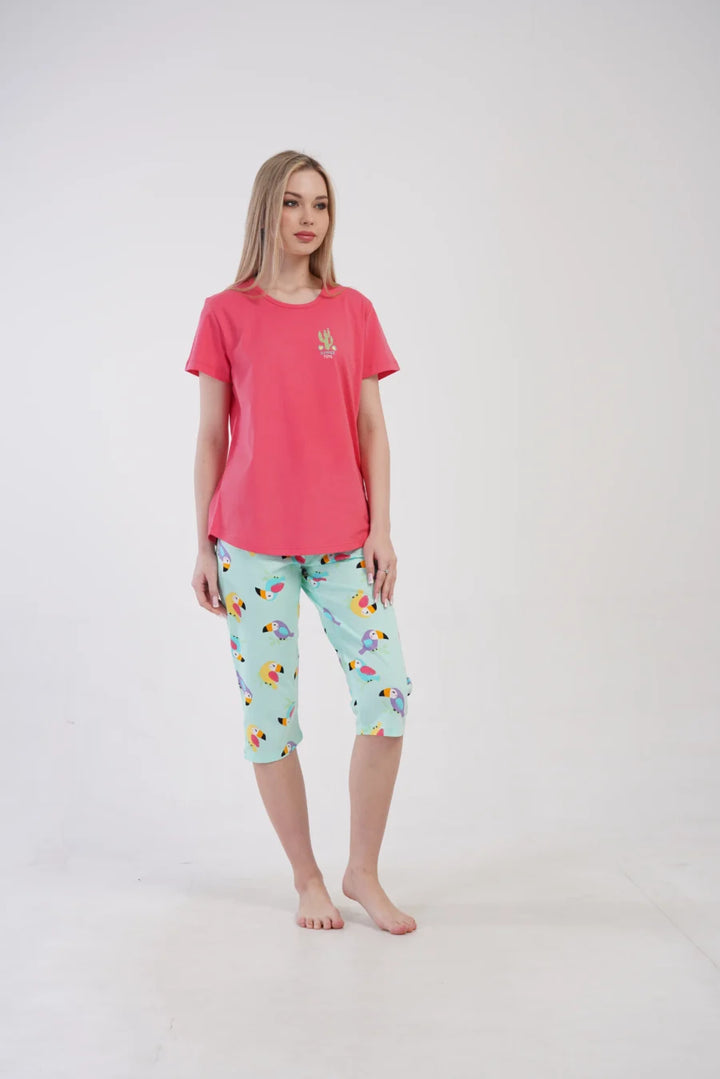 Piżama Damska Vienetta Summer Time, Różowy, r. S-XL