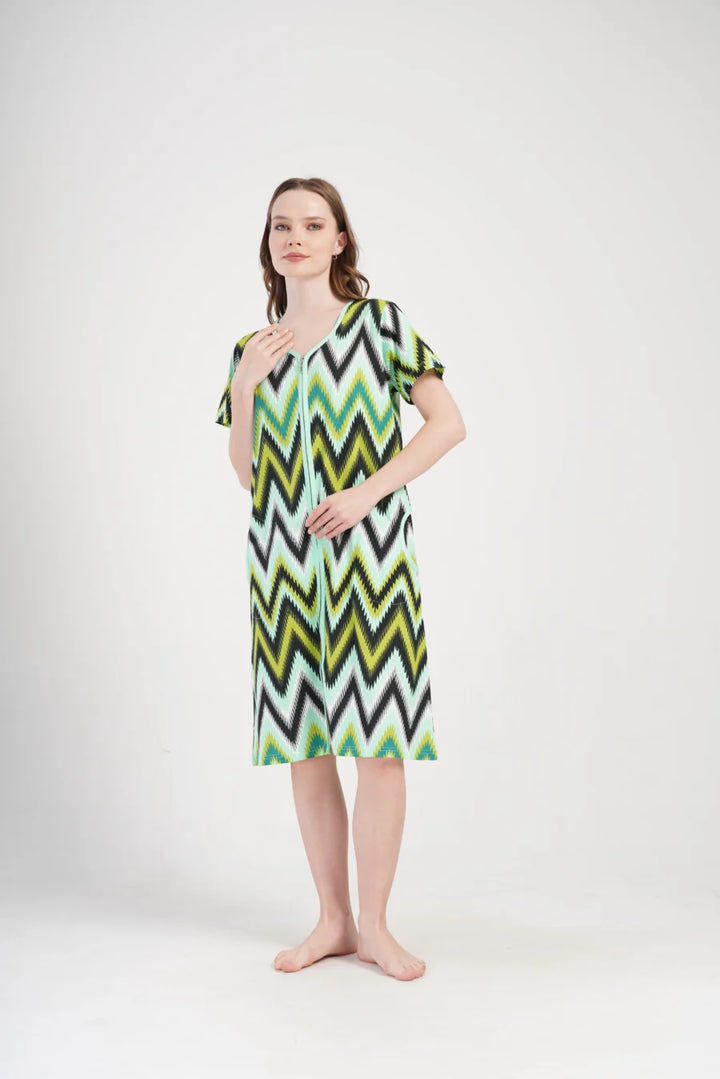 Szlafrok damski Vienetta Zig-zag, Zielony, r. M-XXL