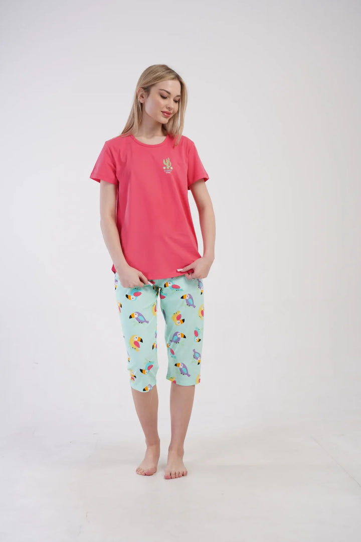 Piżama Damska Vienetta Summer Time, Różowy, r. S-XL