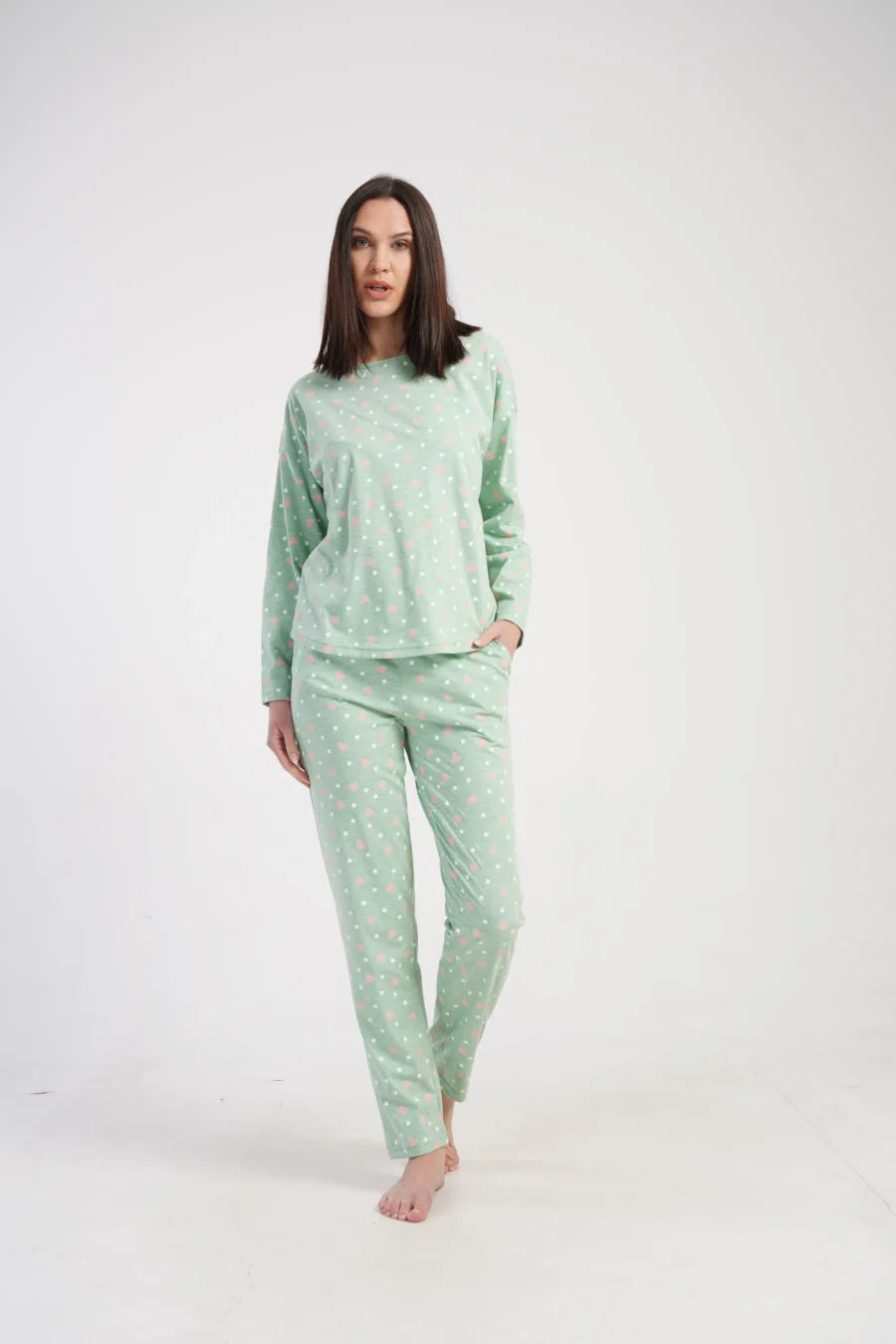 Piżama Damska Vienetta Green Blossom, Zielony, r. S-XL