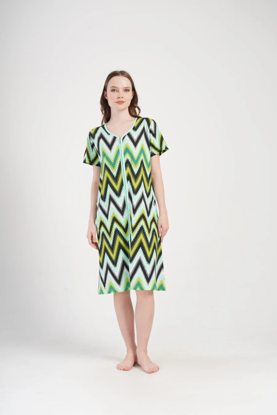 Szlafrok damski Vienetta Zig-zag, Zielony, r. M-XXL