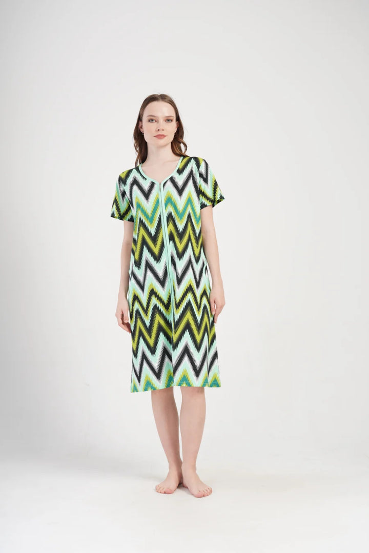 Szlafrok damski Vienetta Zig-zag, Zielony, r. M-XXL