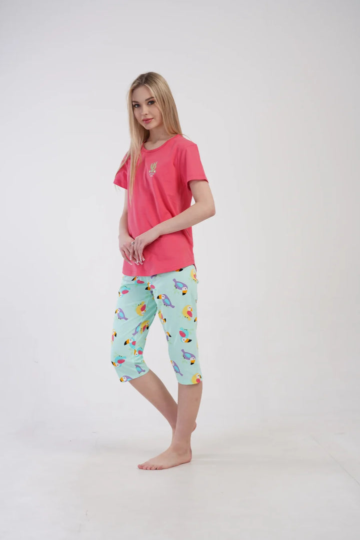 Piżama Damska Vienetta Summer Time, Różowy, r. S-XL