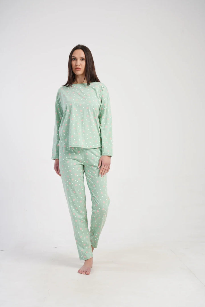 Piżama Damska Vienetta Green Blossom, Zielony, r. S-XL