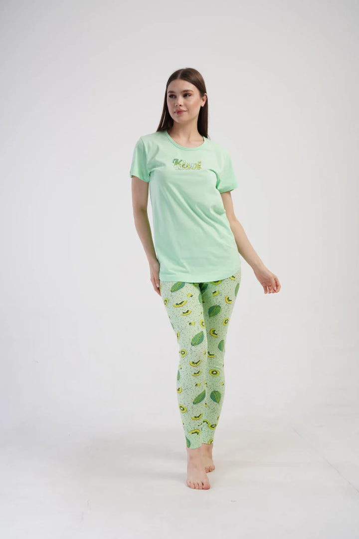 Piżama Damska Vienetta Kiwi Dreams, Zielony, r. S-XL