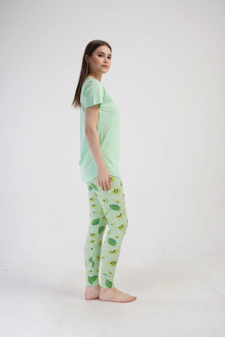 Piżama Damska Vienetta Kiwi Dreams, Zielony, r. S-XL