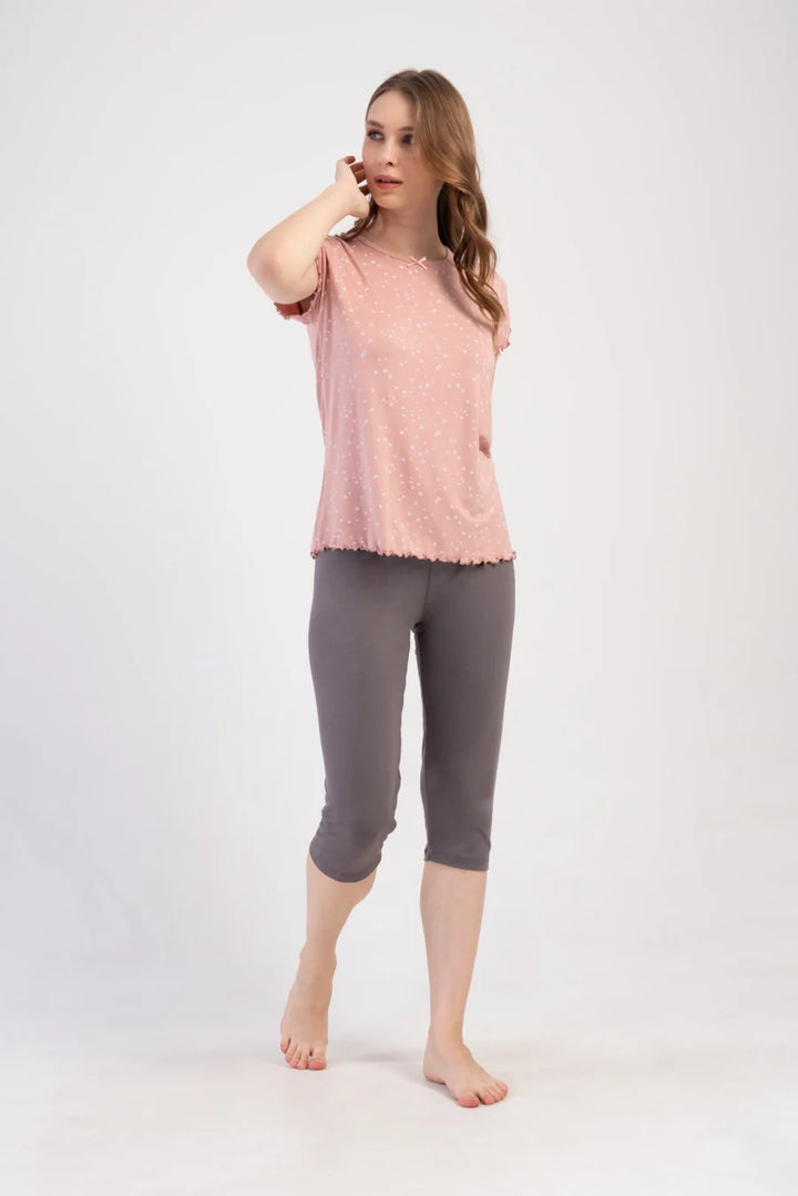 Piżama Damska Vienetta White Flowers, Różowy, r. S-XL