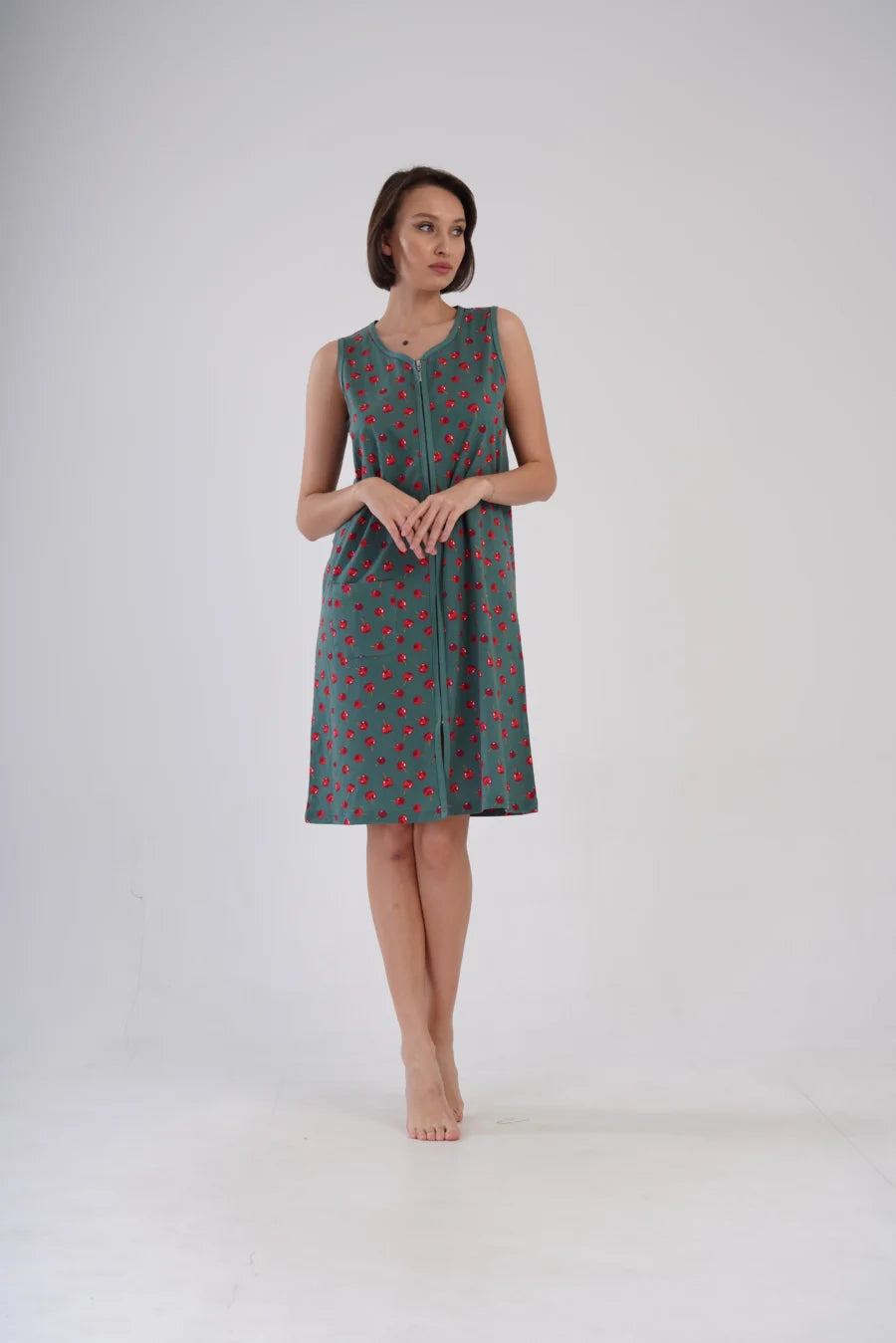 Szlafrok damski Vienetta Zip Robe, Zielony, r. M-XXL