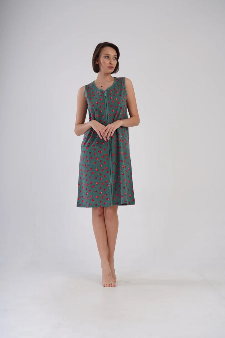 Szlafrok damski Vienetta Zip Robe, Zielony, r. M-XXL