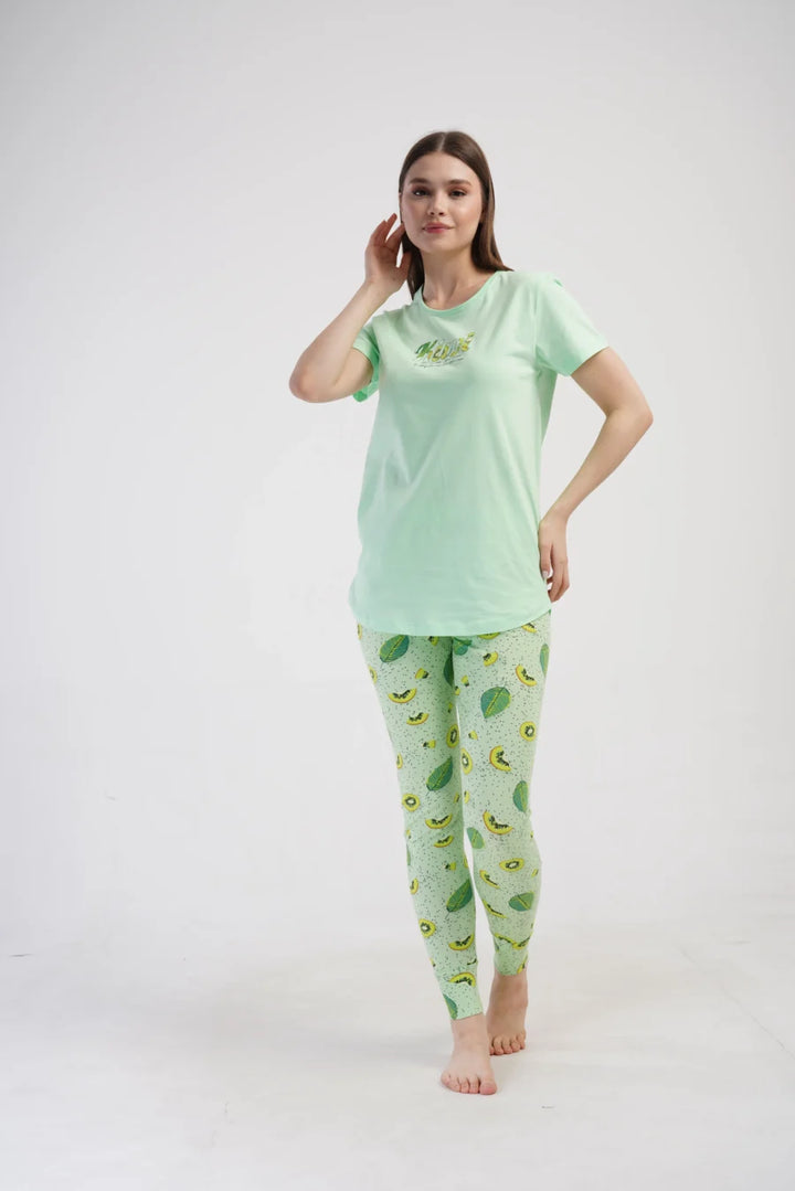 Piżama Damska Vienetta Kiwi Dreams, Zielony, r. S-XL