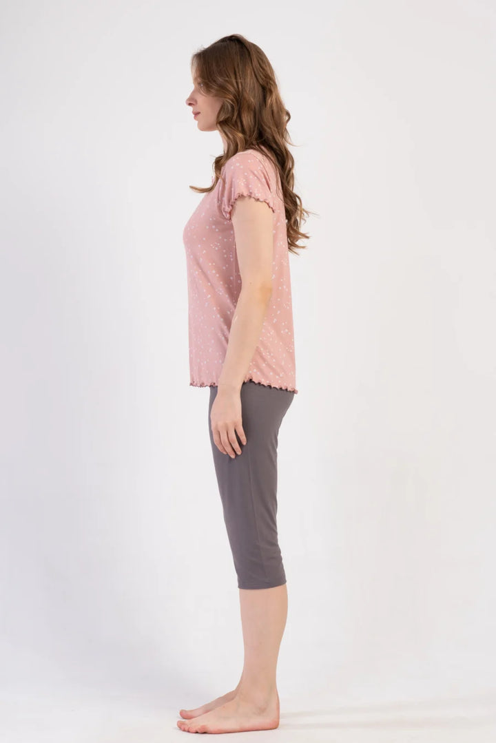 Piżama Damska Vienetta White Flowers, Różowy, r. S-XL