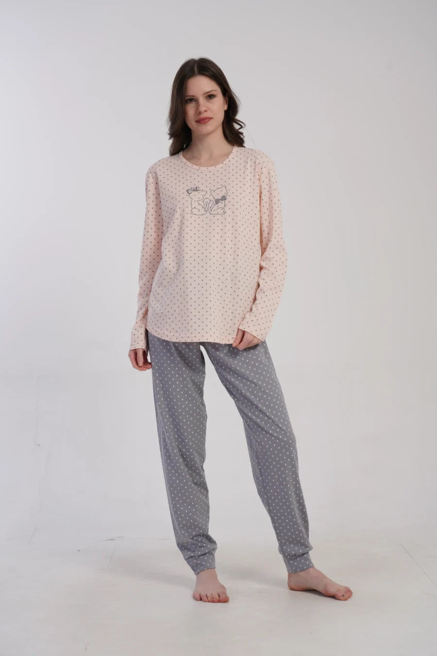 Piżama Damska Vienetta Cotton Cats, Różowy, r. M-XXL