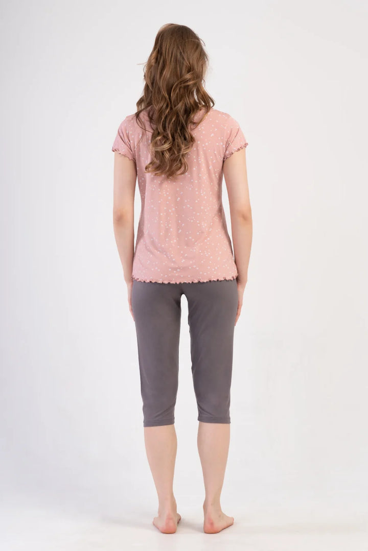 Piżama Damska Vienetta White Flowers, Różowy, r. S-XL