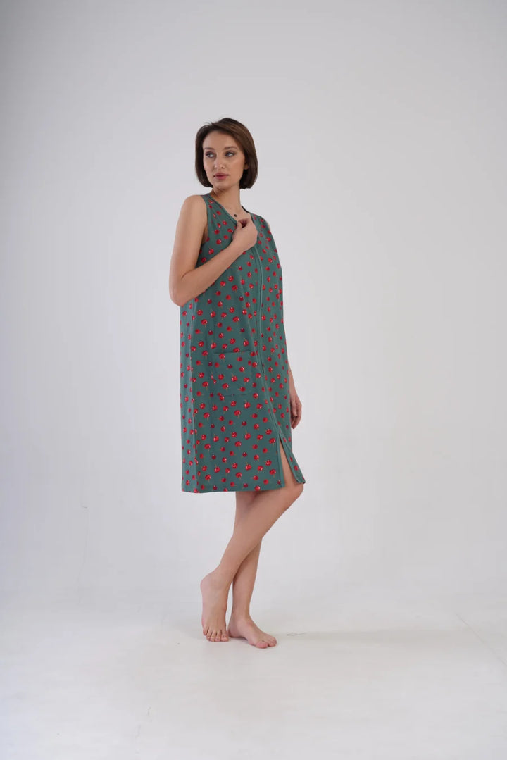 Szlafrok damski Vienetta Zip Robe, Zielony, r. M-XXL