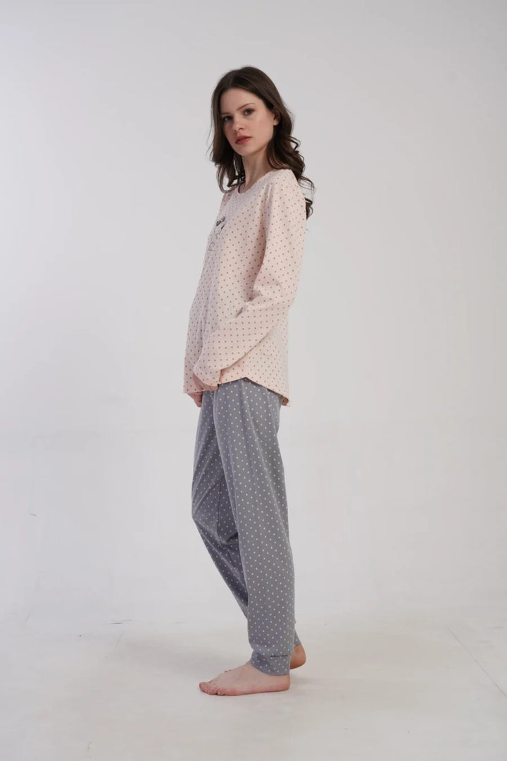 Piżama Damska Vienetta Cotton Cats, Różowy, r. M-XXL