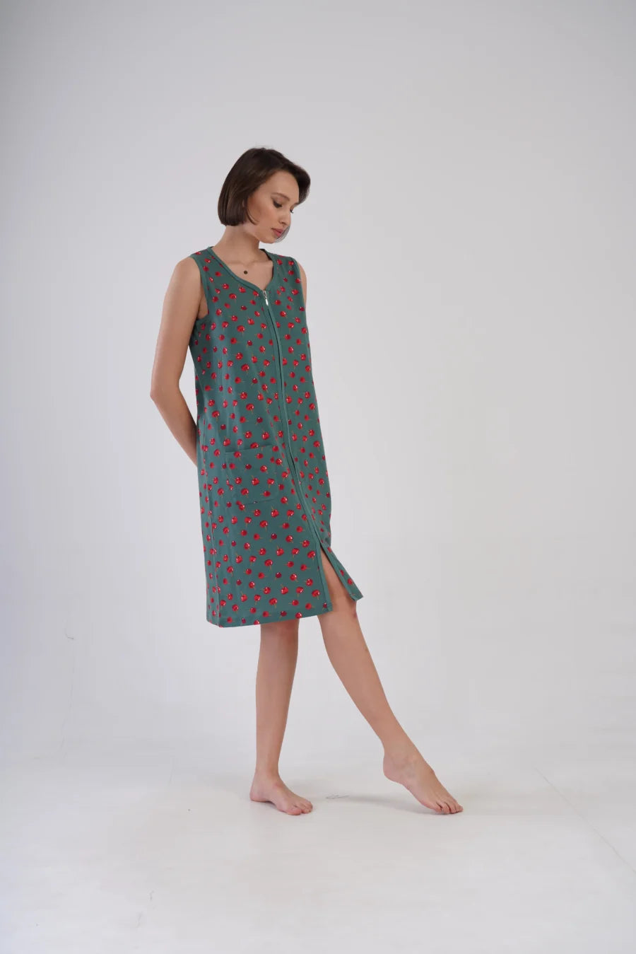 Szlafrok damski Vienetta Zip Robe, Zielony, r. M-XXL