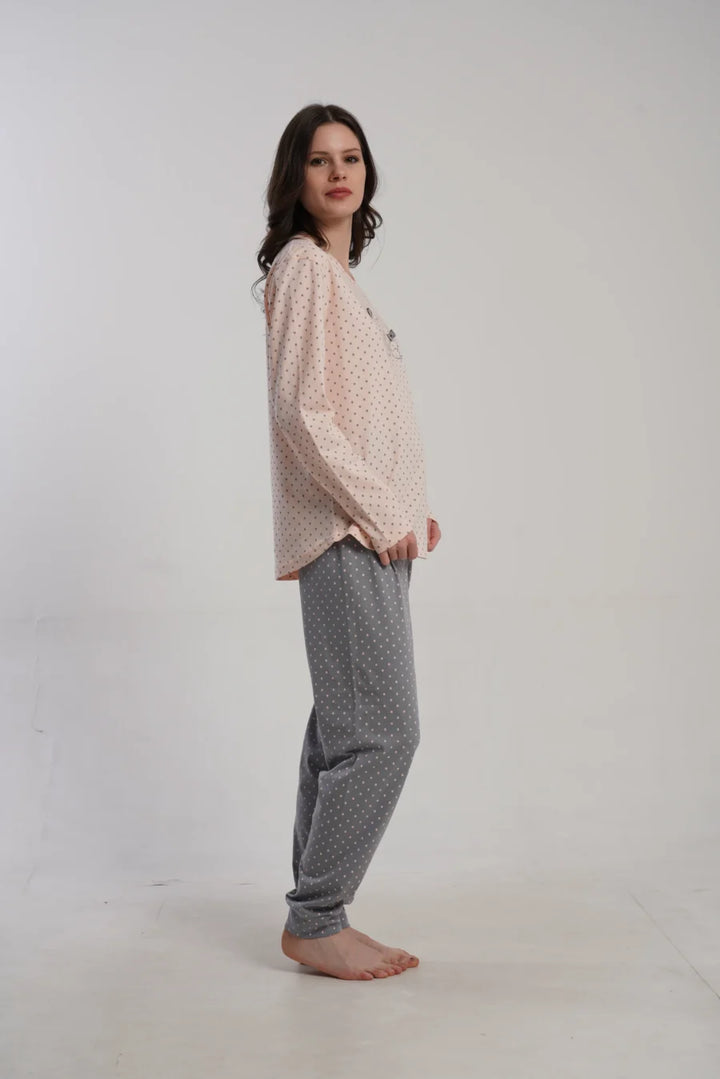 Piżama Damska Vienetta Cotton Cats, Różowy, r. M-XXL