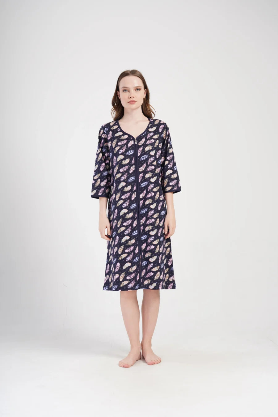 Szlafrok damski Vienetta Leafs, Grantowy, r. 5XL - 7XL