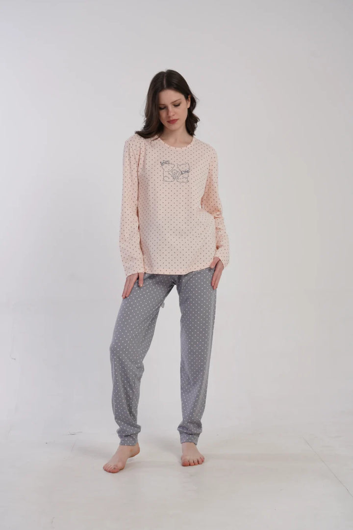 Piżama Damska Vienetta Cotton Cats, Różowy, r. M-XXL