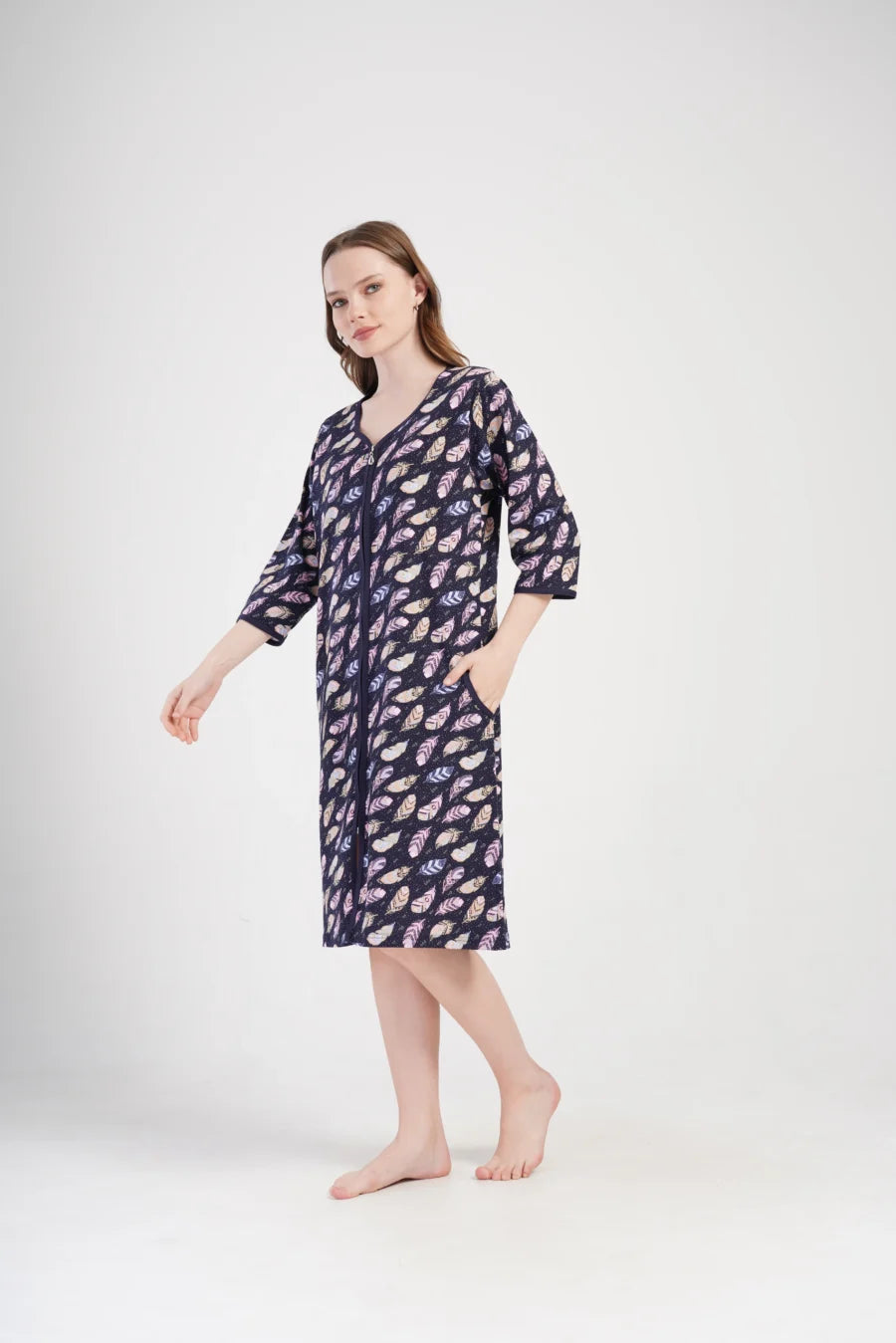 Szlafrok damski Vienetta Leafs, Grantowy, r. 5XL - 7XL