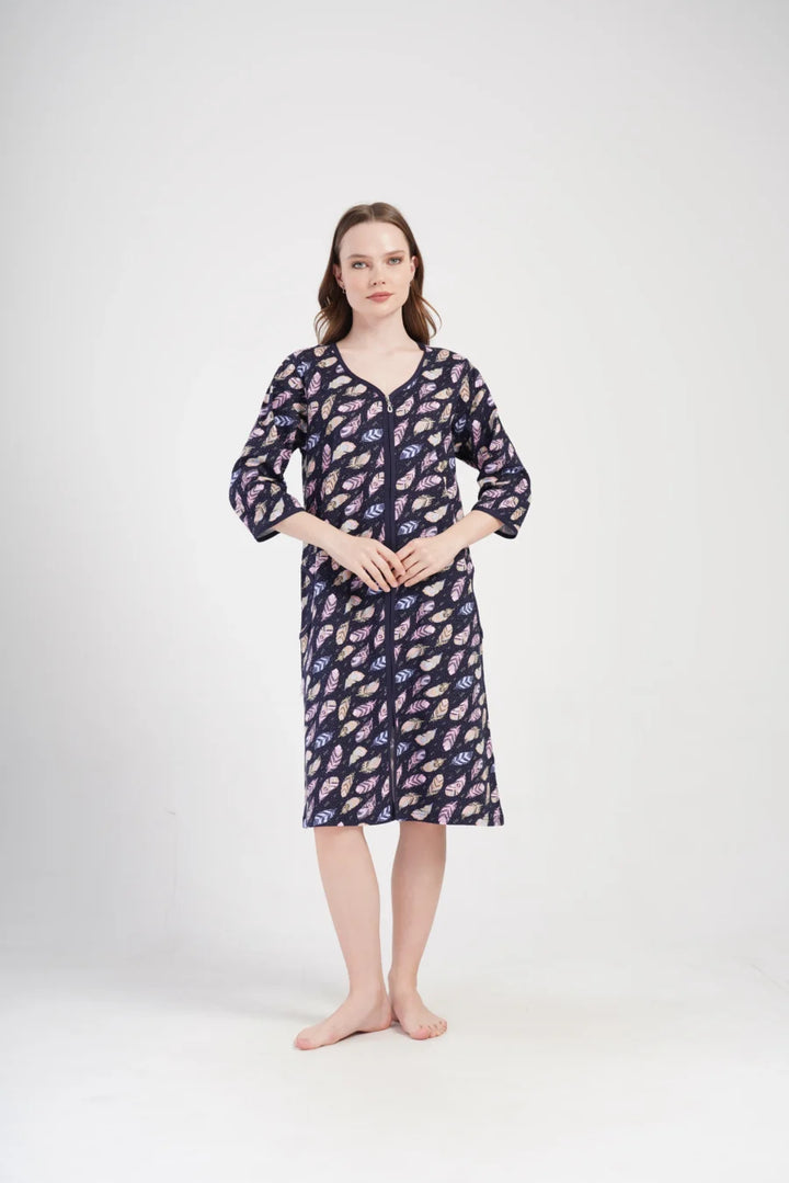 Szlafrok damski Vienetta Leafs, Grantowy, r. 5XL - 7XL