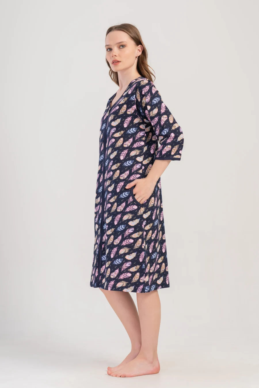 Szlafrok damski Vienetta Leafs, Grantowy, r. 5XL - 7XL