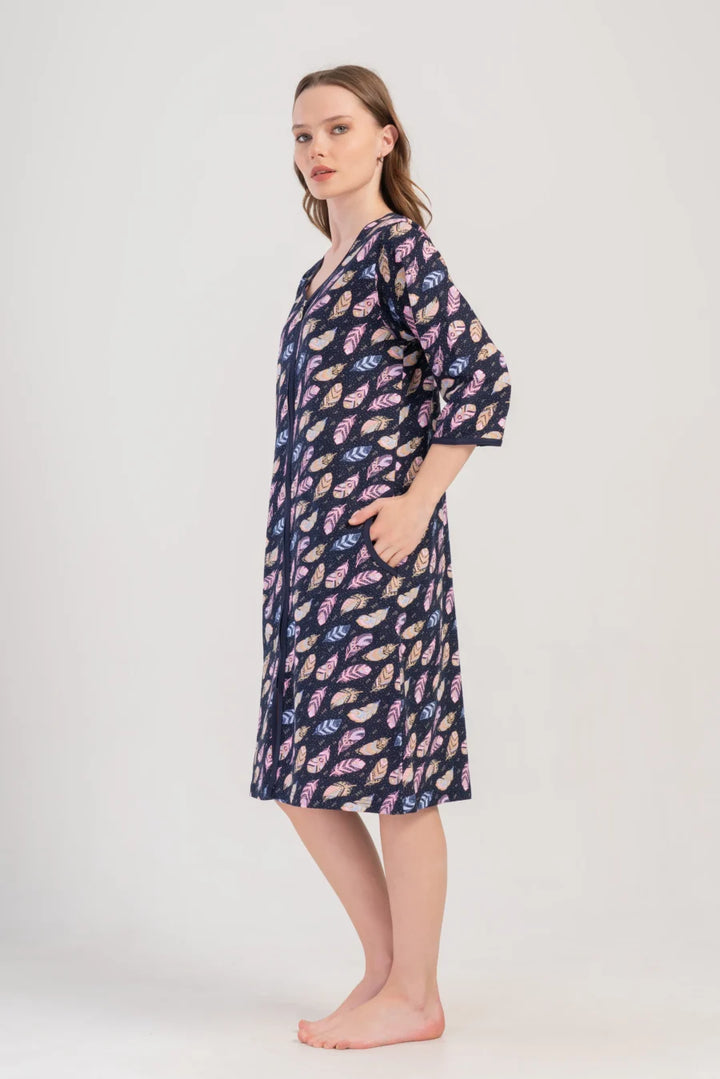 Szlafrok damski Vienetta Leafs, Grantowy, r. 5XL - 7XL