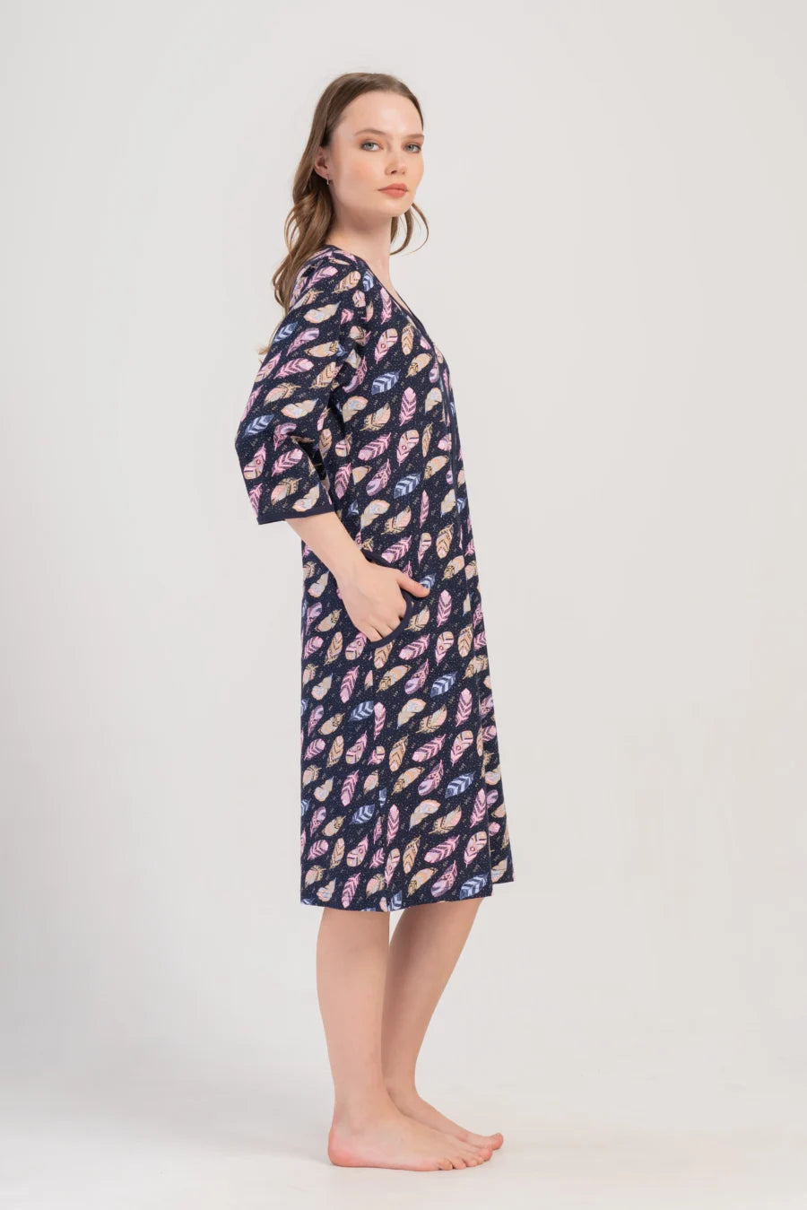 Szlafrok damski Vienetta Leafs, Grantowy, r. 5XL - 7XL