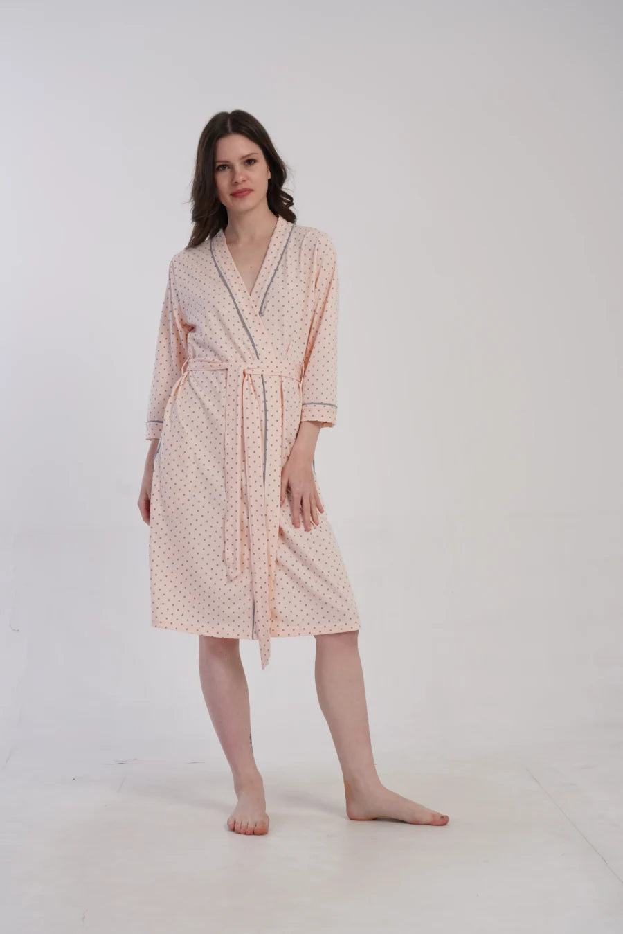 Szlafrok damski Vienetta Soft Dots, Różowy, r. M-XXL