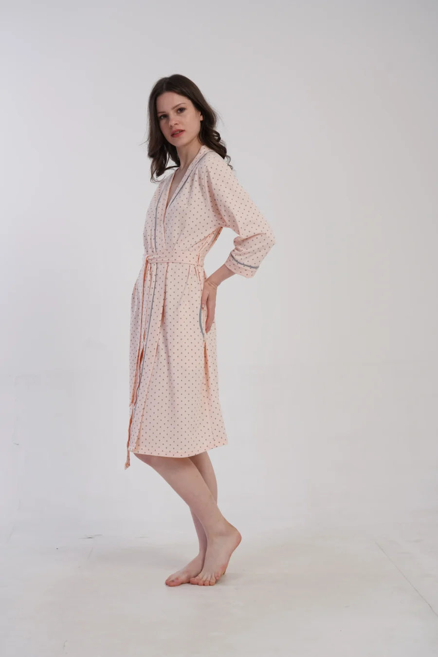 Szlafrok damski Vienetta Soft Dots, Różowy, r. M-XXL