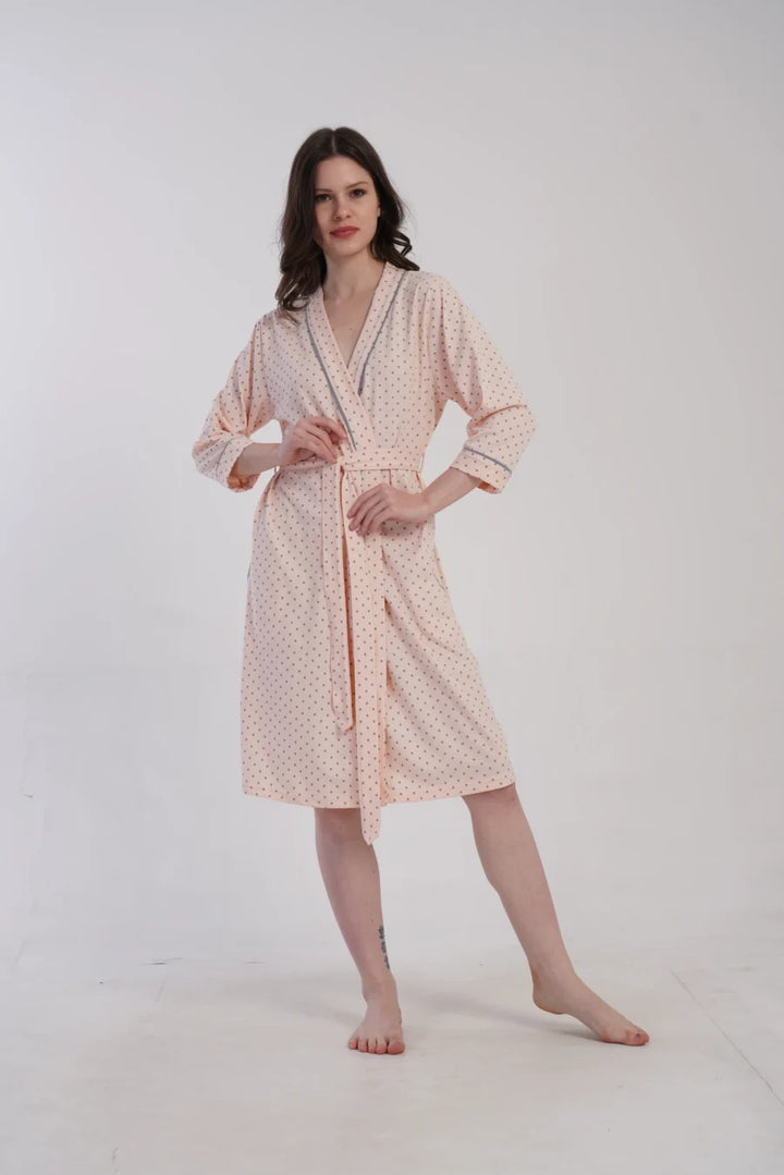 Szlafrok damski Vienetta Soft Dots, Różowy, r. M-XXL