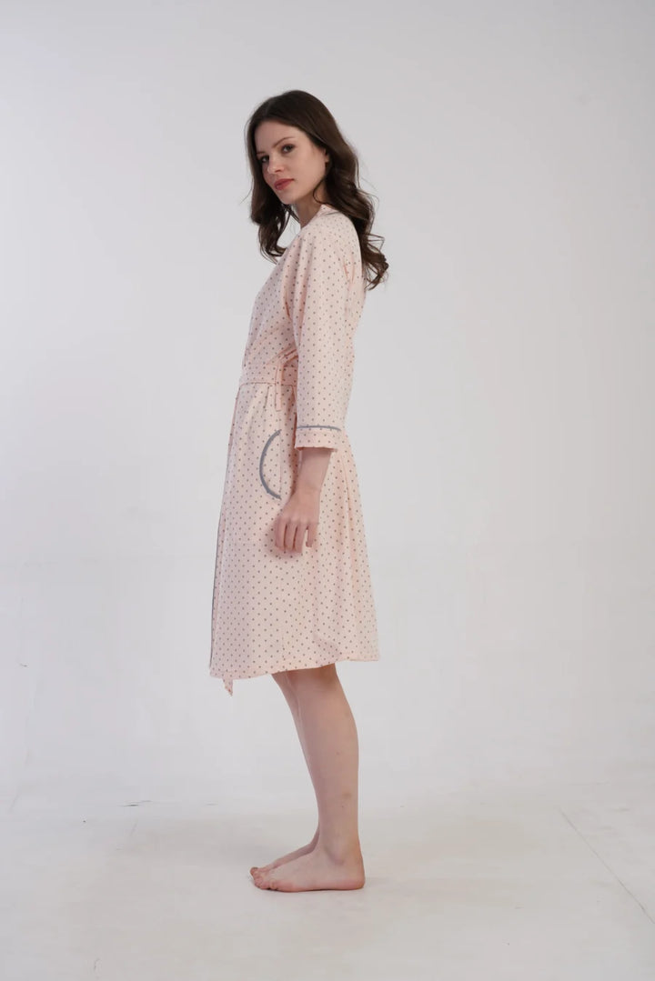 Szlafrok damski Vienetta Soft Dots, Różowy, r. M-XXL