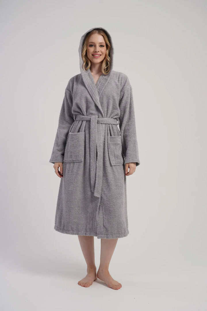 Szlafrok damski Vienetta Cozy Frotte, Szary, r. M-XXL