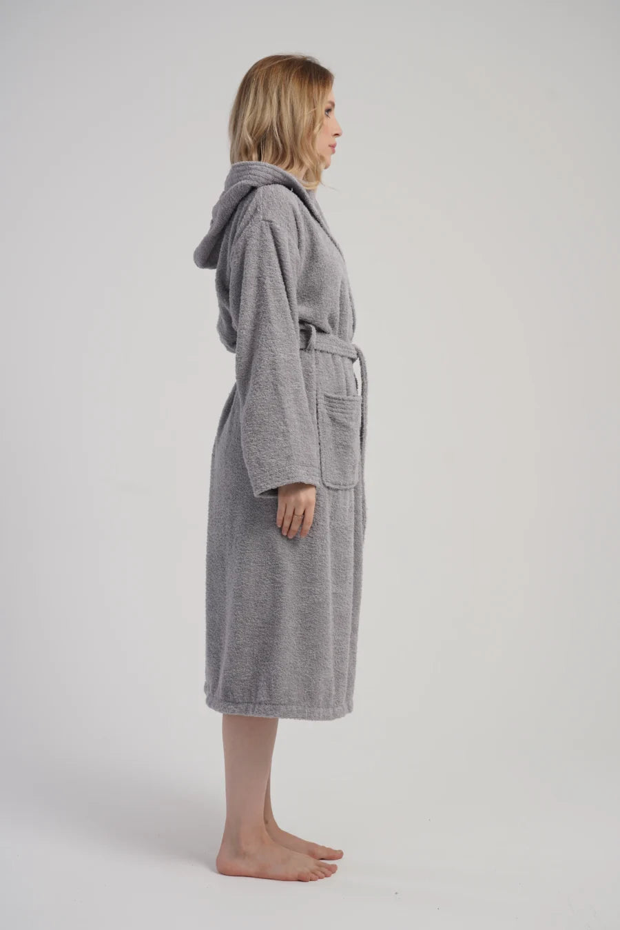 Szlafrok damski Vienetta Cozy Frotte, Szary, r. M-XXL