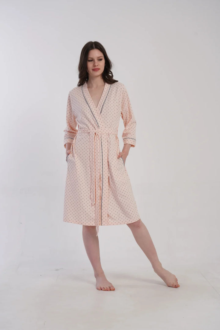 Szlafrok damski Vienetta Soft Dots, Różowy, r. M-XXL