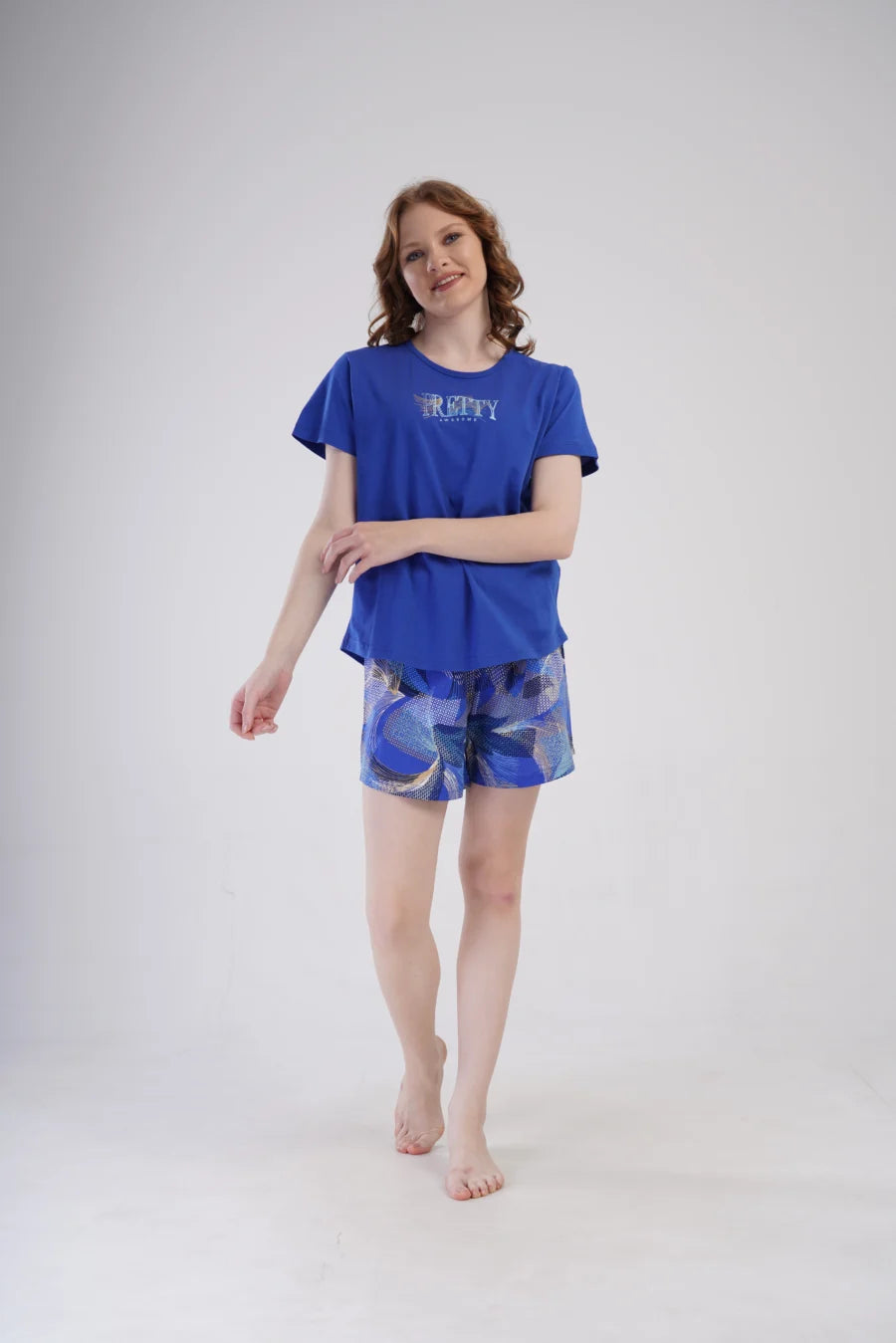 Piżama Damska Vienetta Pretty, Niebieski, r. 1XL-4XL