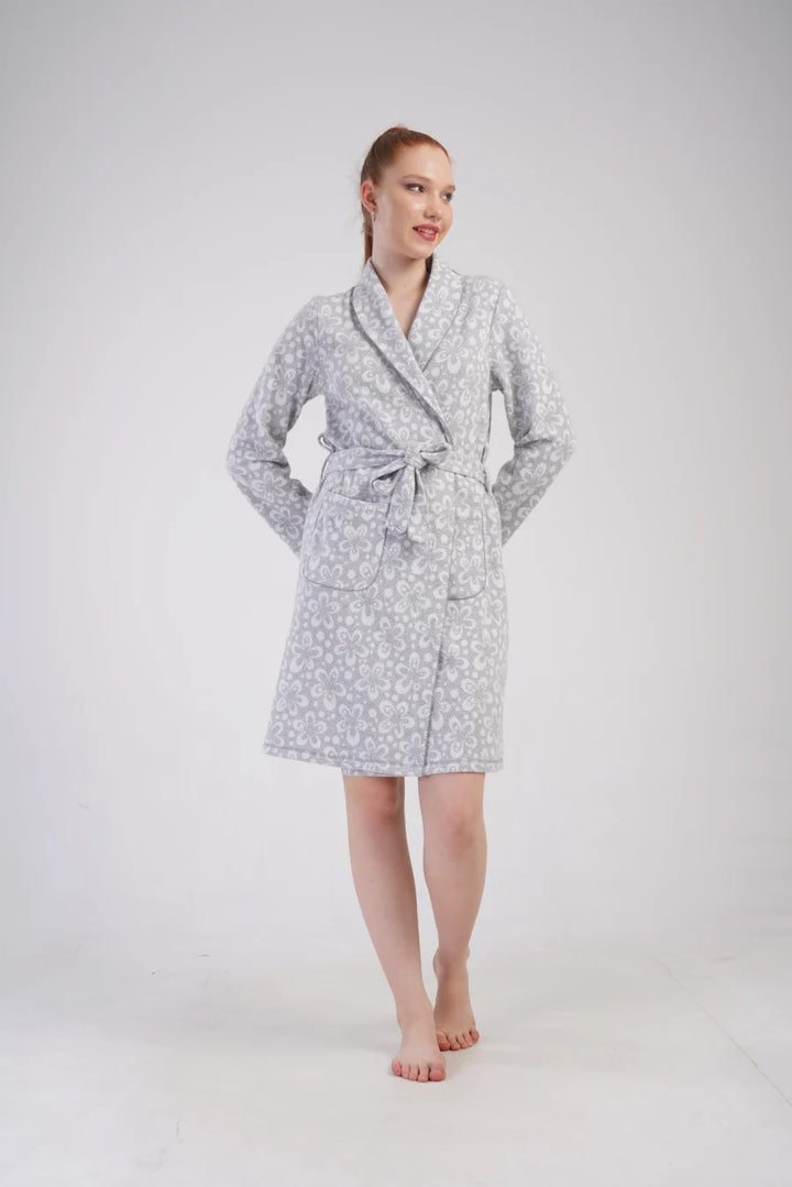 Szlafrok damski Vienetta Grey Vibes, Szary, r. 1XL-4XL