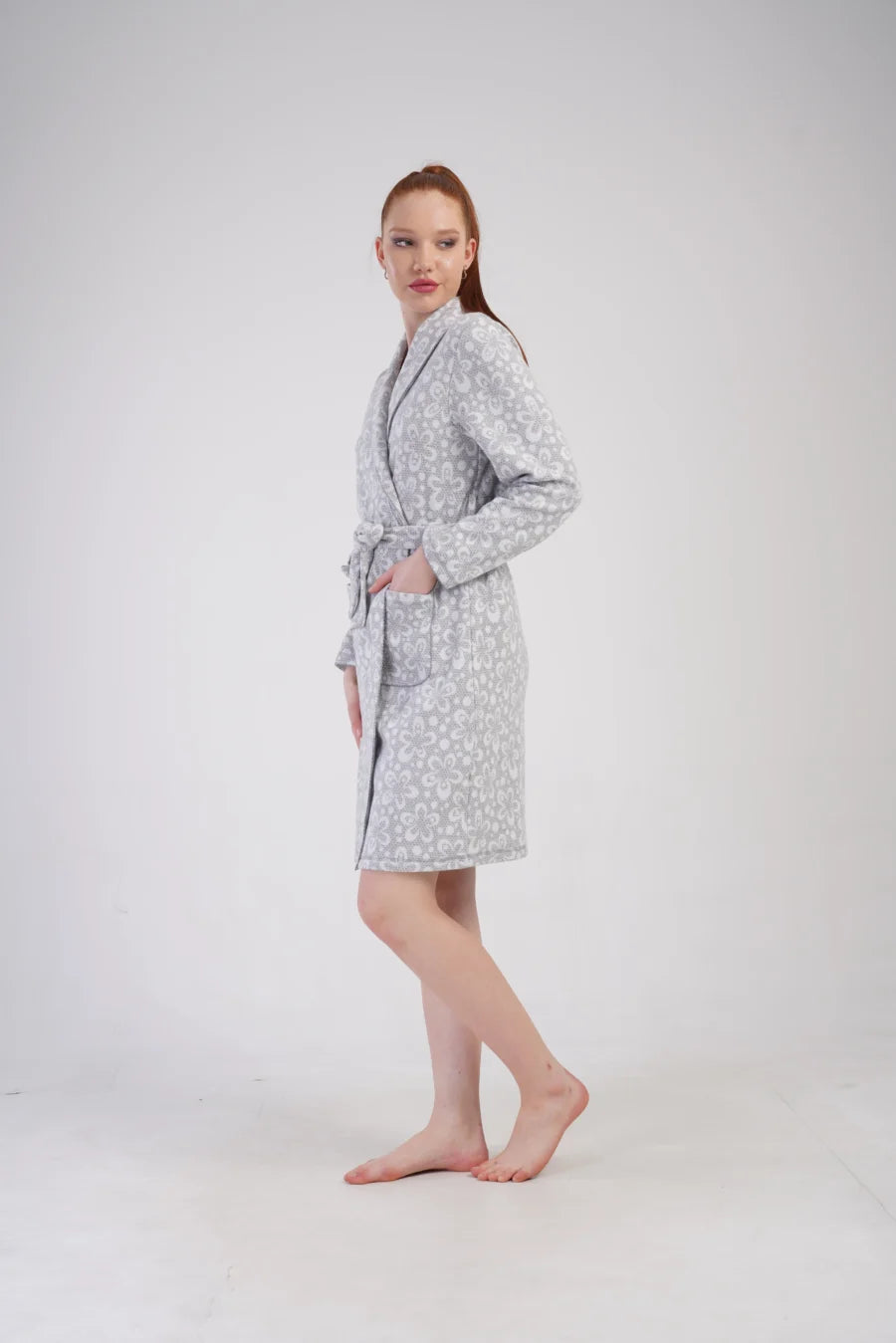 Szlafrok damski Vienetta Grey Vibes, Szary, r. 1XL-4XL