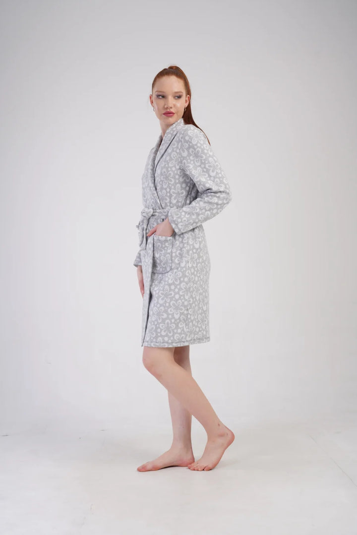 Szlafrok damski Vienetta Grey Vibes, Szary, r. 1XL-4XL