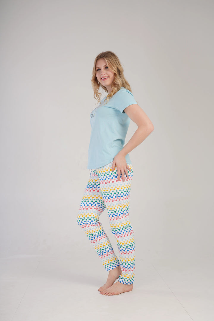 Piżama Damska Vienetta Sleep Well Hedgehog, niebieska, r. S-XL