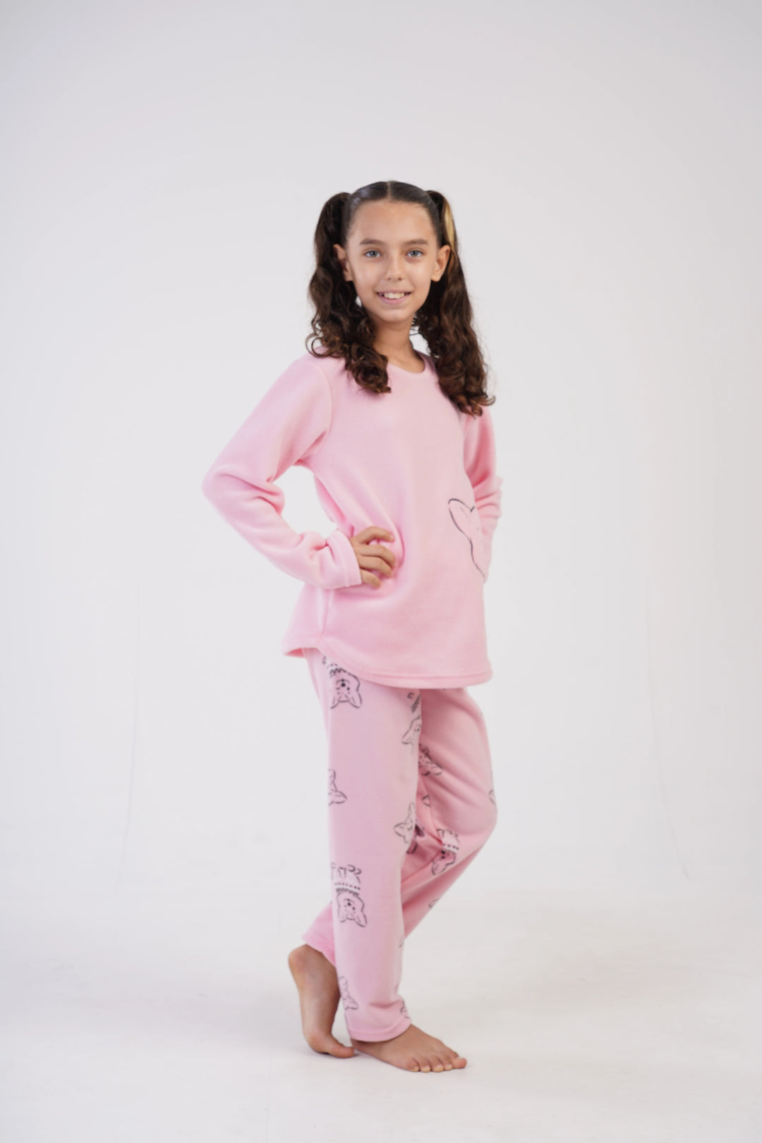 Piżama dziewczęca Polarowa Vienetta Warm Hug Pink, różowa, r. 128-164