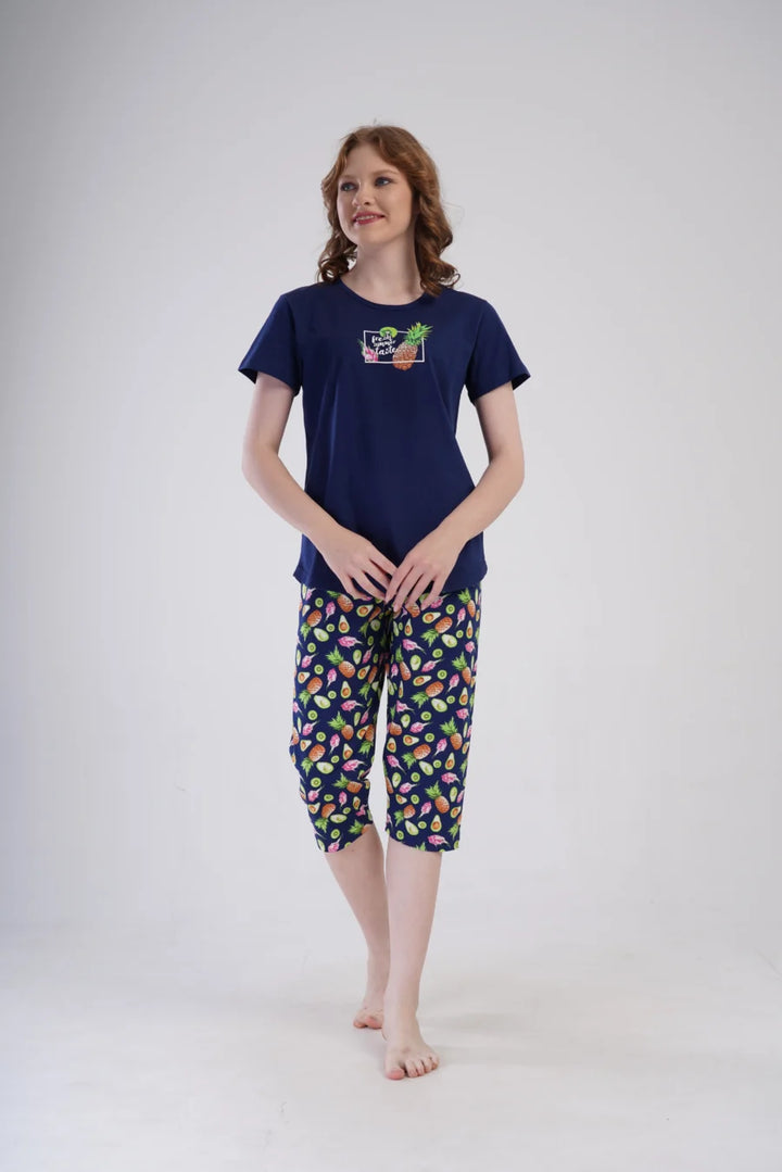 Piżama Damska Vienetta Summer Taste, Granatowy, r. L-XXL